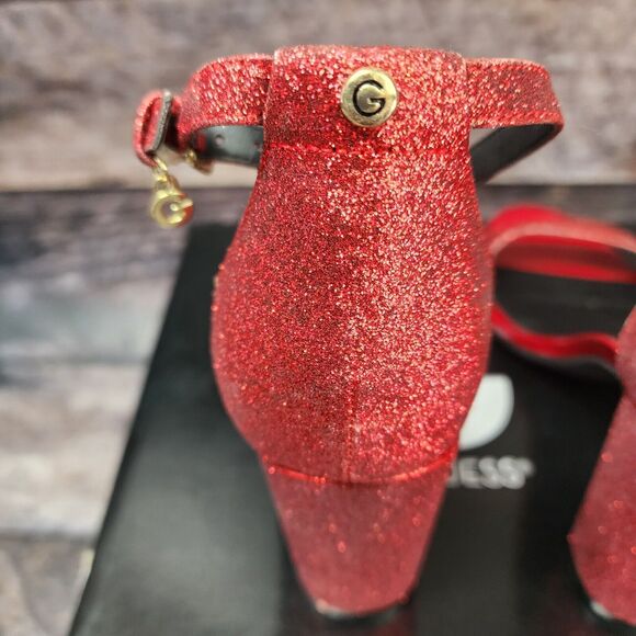 Guess Womens  Heels Dark Red Texture Size 9m Open Toe gg Shantel3 - Picture 7 of 14